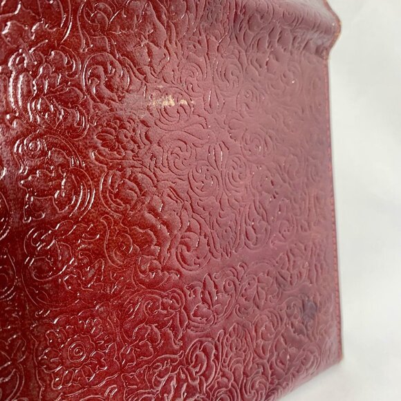 PITTI Italian Mid Century Blood Red Gilt Embossed Leather Clutch Wallet Gorgeous - Picture 8 of 16